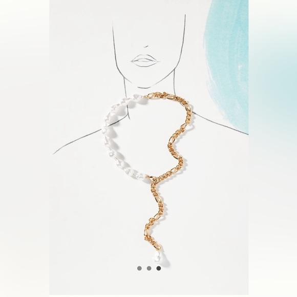 Anthropologie pearl Y-Neck Chain Necklace NWT - Picture 3 of 7